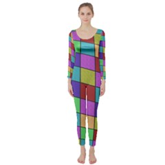 Colorful Cubes  Long Sleeve Catsuit