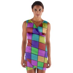 Colorful Cubes  Wrap Front Bodycon Dress by Valentinaart