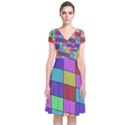 Colorful cubes  Short Sleeve Front Wrap Dress View1