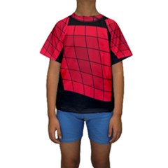 Red Abstraction Kid s Short Sleeve Swimwear