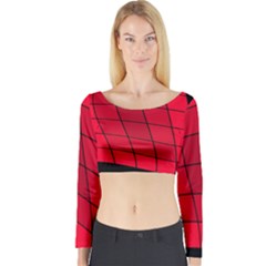 Red Abstraction Long Sleeve Crop Top