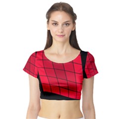 Red Abstraction Short Sleeve Crop Top (tight Fit)