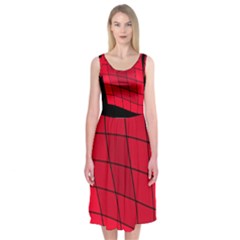 Red Abstraction Midi Sleeveless Dress by Valentinaart