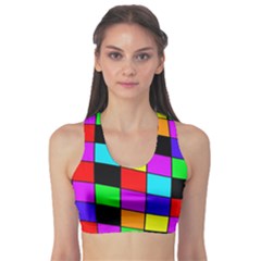 Colorful Cubes  Sports Bra by Valentinaart