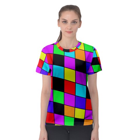 Colorful Cubes  Women s Sport Mesh Tee by Valentinaart