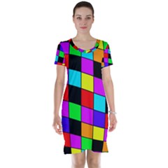 Colorful Cubes  Short Sleeve Nightdress