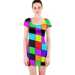 Colorful Cubes  Short Sleeve Bodycon Dress