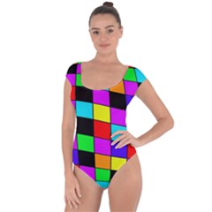 Colorful Cubes  Short Sleeve Leotard 