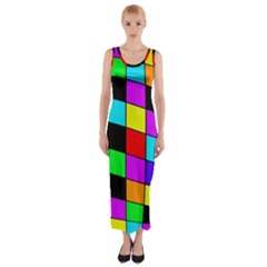 Colorful Cubes  Fitted Maxi Dress by Valentinaart