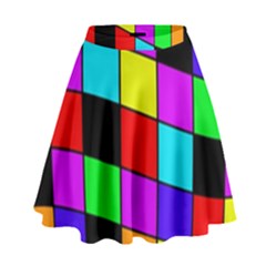 Colorful Cubes  High Waist Skirt