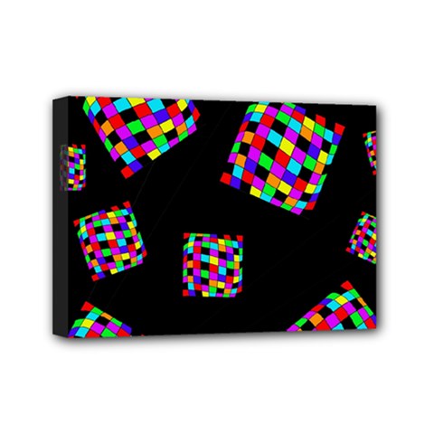 Flying  Colorful Cubes Mini Canvas 7  X 5  by Valentinaart