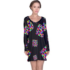 Flying  Colorful Cubes Long Sleeve Nightdress