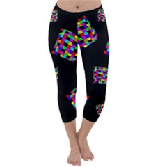 Flying  Colorful Cubes Capri Winter Leggings  by Valentinaart