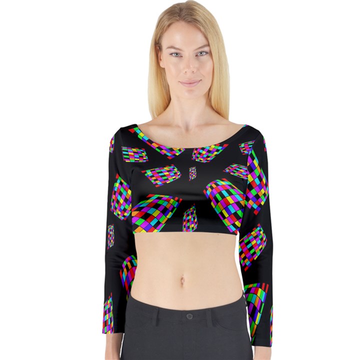 Colorful abstraction Long Sleeve Crop Top