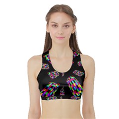 Colorful Abstraction Sports Bra With Border