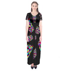 Colorful Abstraction Short Sleeve Maxi Dress