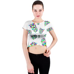 Colorful Abstraction Crew Neck Crop Top by Valentinaart