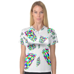 Colorful Abstraction Women s V-neck Sport Mesh Tee