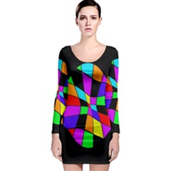 Abstract Colorful Flower Long Sleeve Bodycon Dress by Valentinaart