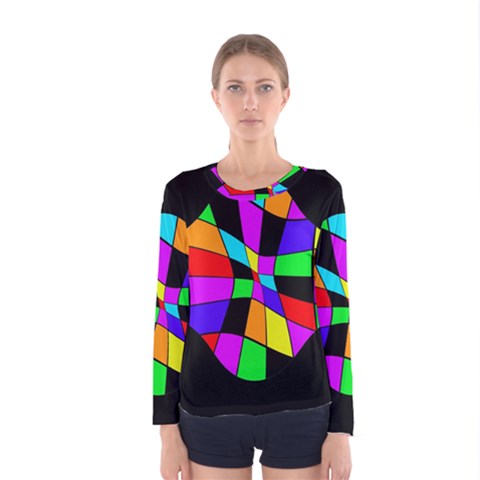 Abstract Colorful Flower Women s Long Sleeve Tee by Valentinaart