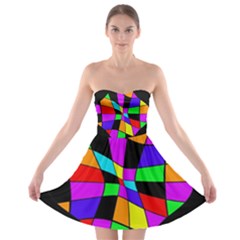 Abstract Colorful Flower Strapless Dresses by Valentinaart