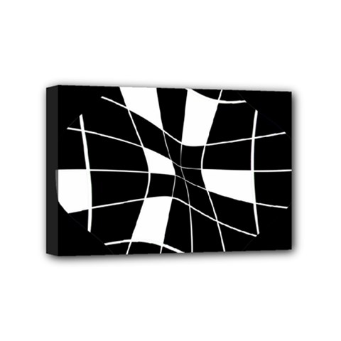 Black And White Abstract Flower Mini Canvas 6  X 4 