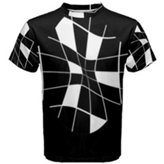 Black And White Abstract Flower Men s Cotton Tee