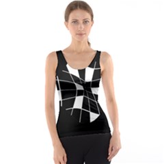 Black And White Abstract Flower Tank Top by Valentinaart