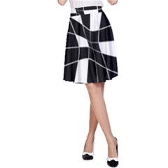 Black And White Abstract Flower A-line Skirt