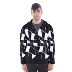 Black And White Abstract Flower Hooded Wind Breaker (men) by Valentinaart