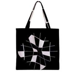 Black And White Abstract Flower Zipper Grocery Tote Bag