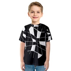 Black And White Abstract Flower Kid s Sport Mesh Tee