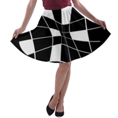 Black And White Abstract Flower A-line Skater Skirt