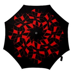 Red Abstract Flower Hook Handle Umbrellas (large)