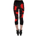 Red abstract flower Capri Leggings  View2