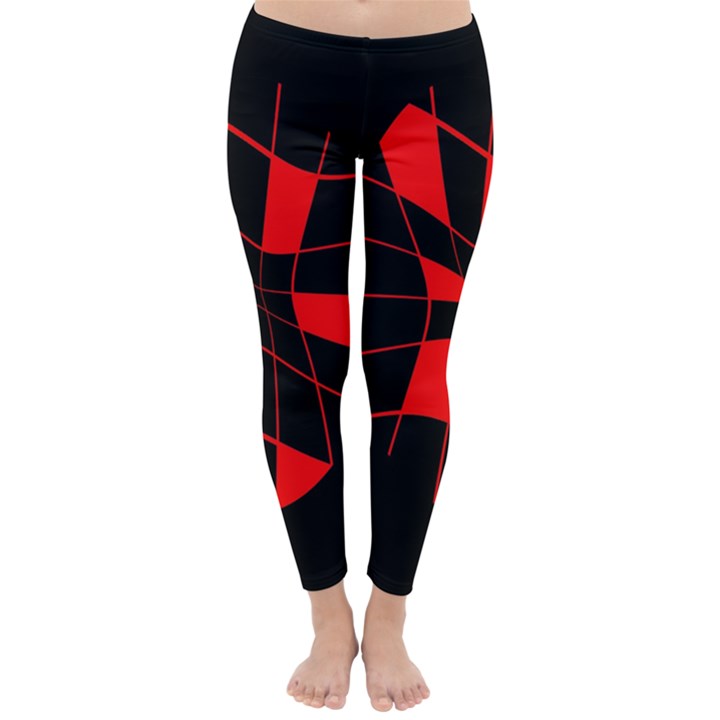 Red abstract flower Winter Leggings 