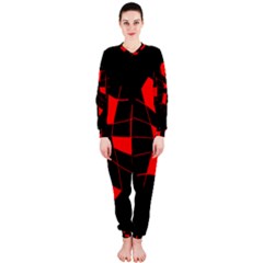 Red Abstract Flower Onepiece Jumpsuit (ladies)  by Valentinaart