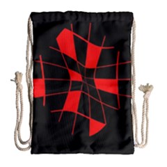 Red Abstract Flower Drawstring Bag (large)