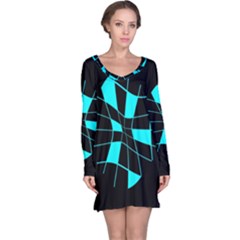 Blue Abstract Flower Long Sleeve Nightdress