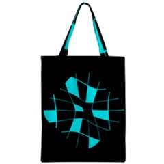 Blue Abstract Flower Zipper Classic Tote Bag