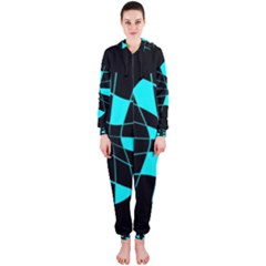 Blue Abstract Flower Hooded Jumpsuit (ladies) 