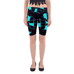 Blue Abstract Flower Yoga Cropped Leggings