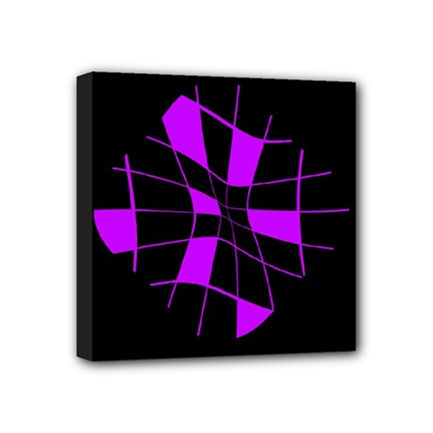 Purple Abstract Flower Mini Canvas 4  X 4 