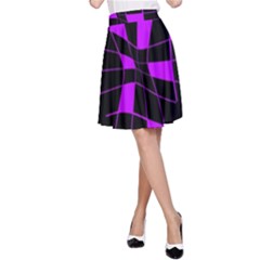 Purple Abstract Flower A-line Skirt