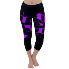 Purple Abstract Flower Capri Winter Leggings 