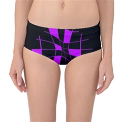 Purple Abstract Flower Mid-waist Bikini Bottoms