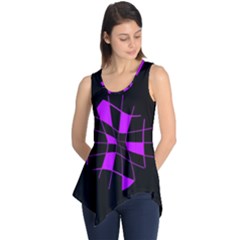 Purple Abstract Flower Sleeveless Tunic