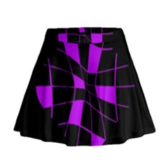 Purple Abstract Flower Mini Flare Skirt