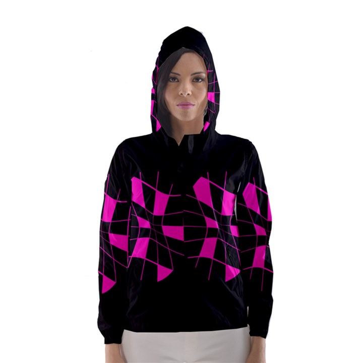 Pink abstract flower Hooded Wind Breaker (Women)