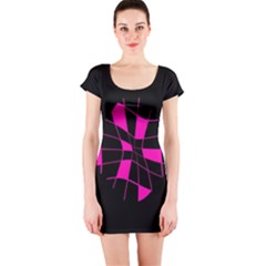 Pink Abstract Flower Short Sleeve Bodycon Dress by Valentinaart